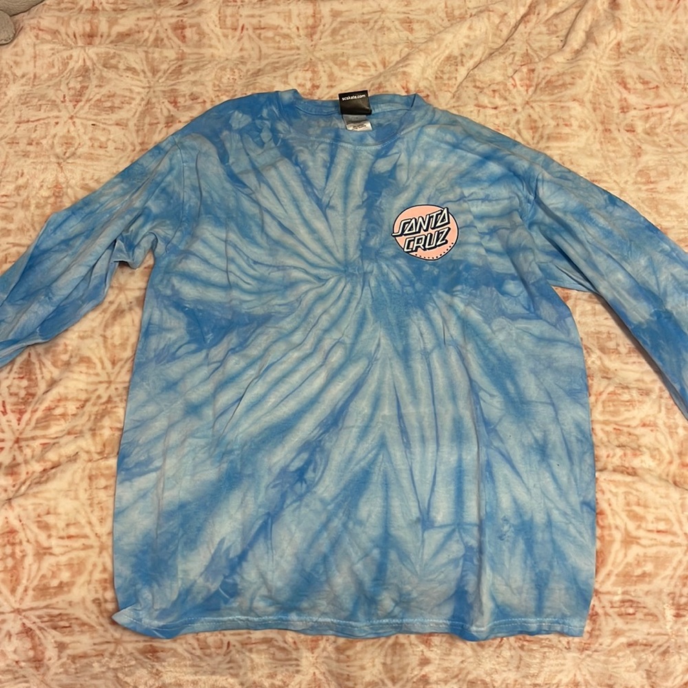Blue tie dye longsleeved oversized shirt